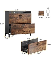 Tribesigns Lateral File Cabinets, 2 Drawer Filing Cabinets for Hanging Files Letter/Legal/F4/A4 Size(Rustic Brown)