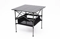 Folding Outdoor Table with Carrying Bag, Lightweight Aluminum Square Table 27.56x27.56x27.56in Black