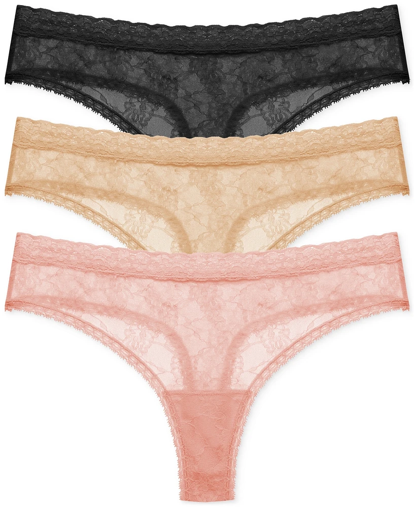 Natori Women's Bliss Allure 3-Pk. Lace Thong Underwear 771303MP