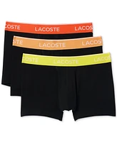 Lacoste Men's Casual Classic Colorful Waistband Trunk Set, 3 Pack