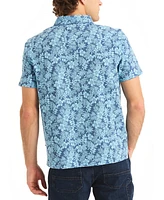 Nautica Men's Floral Print Pique Short Sleeve Polo Shirt