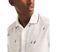 Nautica Men's Navtech Short-Sleeve Printed Button Polo Shirt