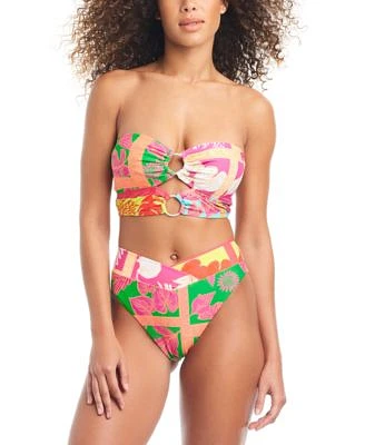 Bar Iii Womens Convertible O Ring Bandeau Bikini Top V Waist Bottoms Created For Macys
