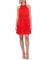 Vince Camuto Petite Smocked Halter Fit & Flare Dress