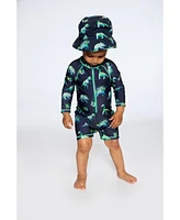 Boy Beach Hat Grey Printed Dinosaurs - Toddler