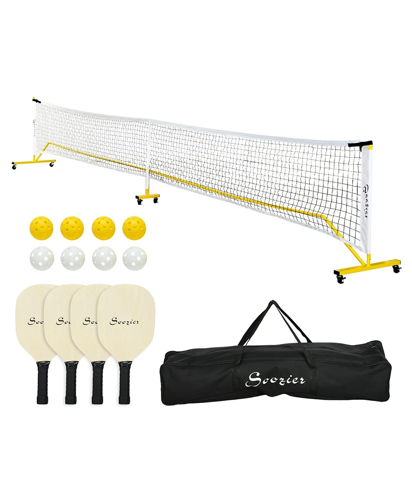 Pickle ball Set with Net, Court Markers and Wheels, 22 Ft Regulation Size