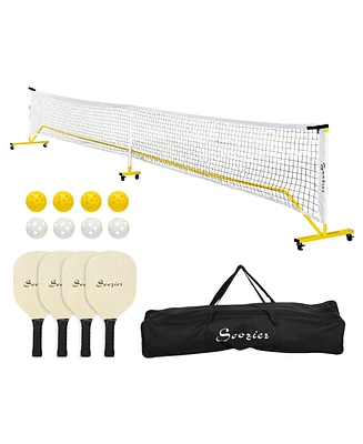 Pickle ball Set with Net, Court Markers and Wheels, 22 Ft Regulation Size