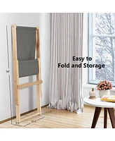 3-Position Adjustable and Foldable Wood Beach Sling Chair with Free Cushion-Grey