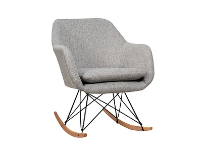 Upholstered Rocking Arm Chair with Solid Steel Wood Leg-Grey