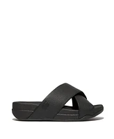 FitFlop Men's Tumbled-Leather Cross Slides