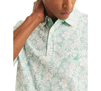 Nautica Men's Floral Print Pique Short Sleeve Polo Shirt