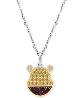 Wonder Fine Jewelry Citrine (1/2 ct. t.w.), Garnet (1/5 ct. t.w.) & Diamond (1/20 ct. t.w.) Winnie the Pooh 18" Pendant Necklace in Sterling Silver &