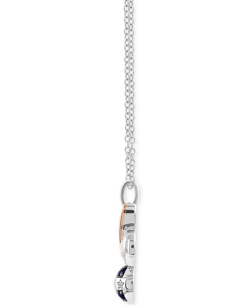 Wonder Fine Jewelry Sapphire (1/8 ct. t.w.) & Diamond (1/10 ct. t.w.) Dumbo 18" Pendant Necklace in Sterling Silver & 14k Rose Gold-Plate