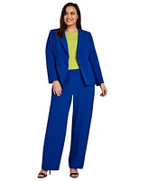 Tahari Asl Plus Size One Button Blazer Knit Top Wide Leg Pants