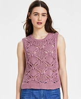 Lucky Brand Women's Diamond Crochet Cotton Sweater Vest