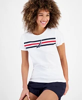 Nautica Jeans Women's Sailboat Stripe Graphic T-Shirt