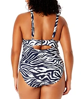 Anne Cole Plus Zebra-Print One-Piece Swimsuit