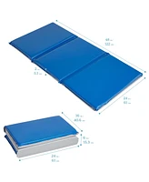 ECR4Kids Premium Folding Rest Mat, 3-Section, 1in, Blue/Grey, 5-Pack