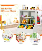 3-Tier Children's Multi-Functional Bookcase Toy Storage Bin Floor Cabinet