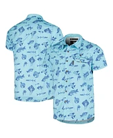 Men's Flomotion Blue The Players Fishing Tri-Blend Button-Up Shirt