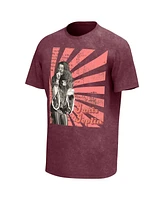 Men's Maroon Distressed Janis Joplin Scripts Washed Graphic T-shirt