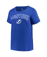 Women's Profile Blue Tampa Bay Lightning Plus Arch Over Logo T-shirt