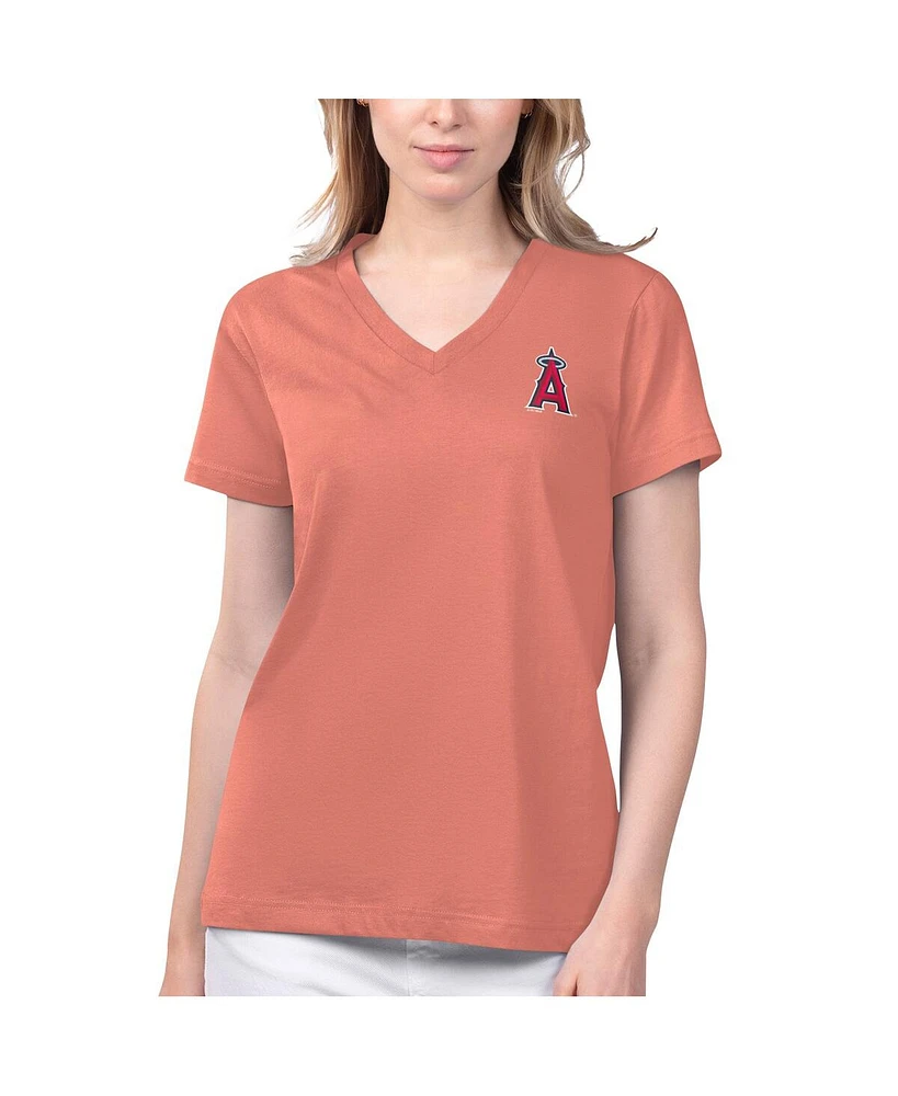 Women's Margaritaville Coral Los Angeles Angels Game Time V-Neck T-shirt