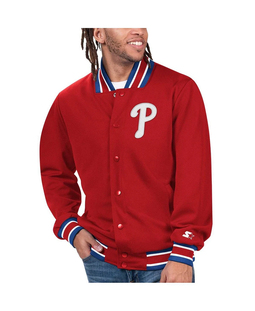 Men's Starter Red Philadelphia Phillies Secret Weapon Full-Snap Jacket