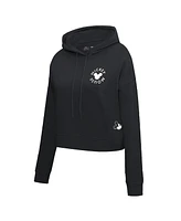 Women's Freeze Max Black Mickey Mouse Happiness Cropped Pullover Hoodie