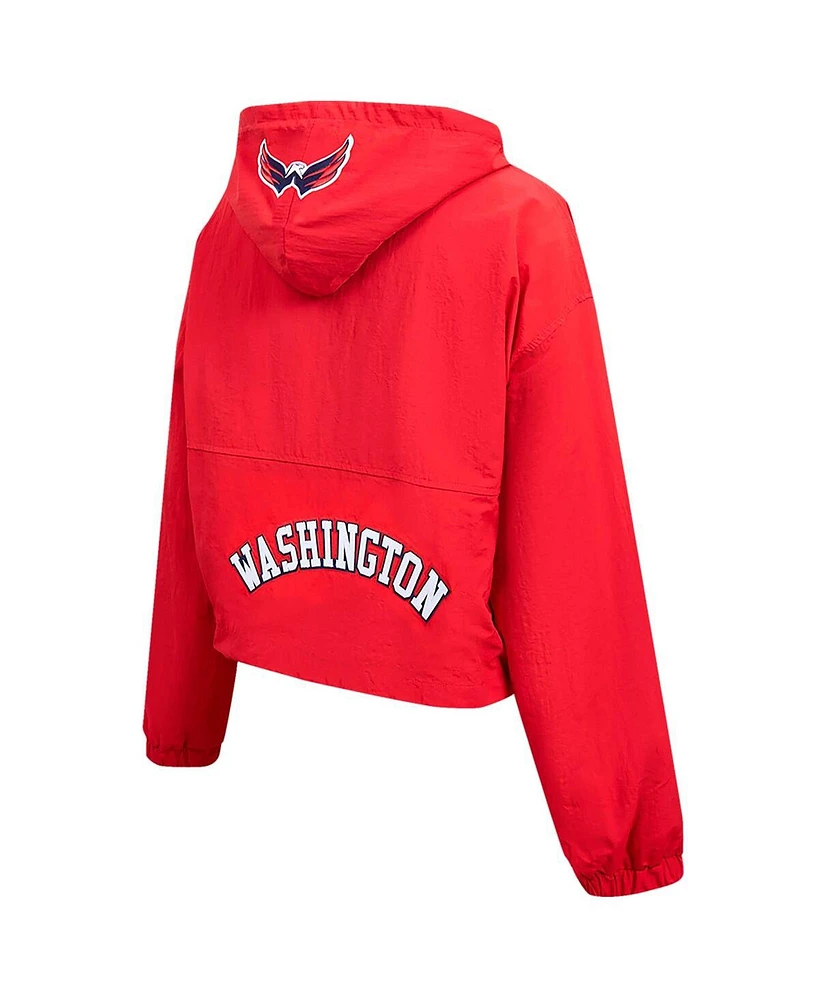 Women's Pro Standard Red Washington Capitals Classic Cropped Half-Zip Wind Jacket