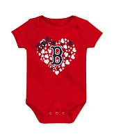 Baby Boys and Girls Outerstuff Navy, Red, Pink Boston Red Sox Three-Pack Home Run Bodysuit Set