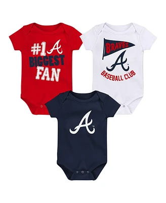 Baby Boys and Girls Fanatics Atlanta Braves Fan Pennant 3-Pack Bodysuit Set