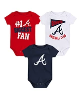 Baby Boys and Girls Fanatics Atlanta Braves Fan Pennant 3-Pack Bodysuit Set