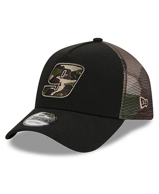 Men's New Era Black Chase Elliott Camo 9FORTY A-Frame Trucker Adjustable Hat