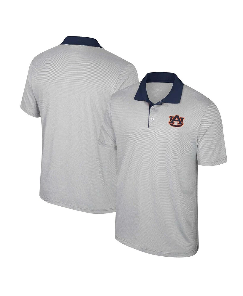 Men's Colosseum Gray Auburn Tigers Tuck Striped Polo Shirt