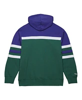 Men's Mitchell & Ness Green, Purple Milwaukee Bucks Head Coach Pullover Hoodie