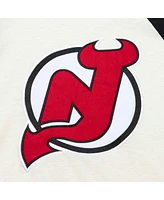 Men's Mitchell & Ness Cream New Jersey Devils Legendary Slub Vintage-Like Raglan Long Sleeve T-shirt