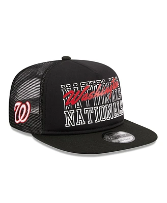 Men's New Era Black Washington Nationals Street Team A-Frame Trucker 9FIFTY Snapback Hat