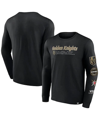 Men's Fanatics Black Vegas Golden Knights Strike the Goal Long Sleeve T-shirt