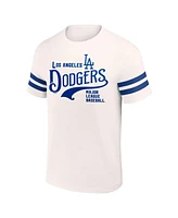 Men's Darius Rucker Collection by Fanatics Cream Distressed Los Angeles Dodgers Yarn Dye Vintage-Like T-shirt