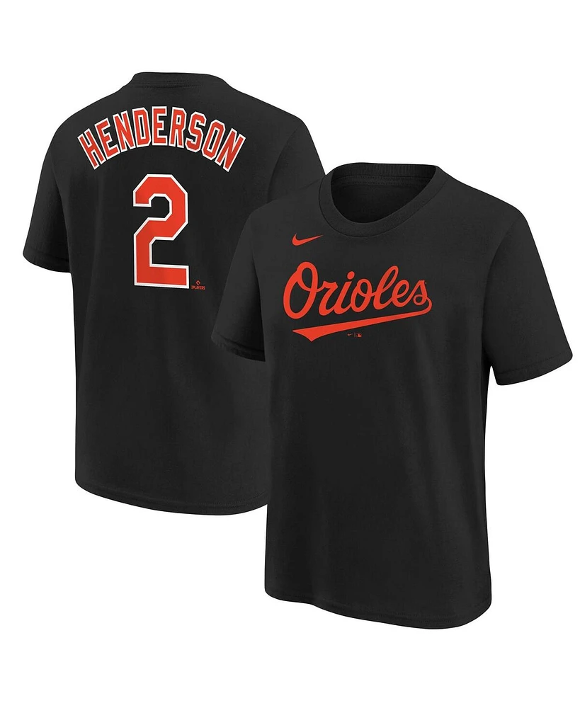 Big Boys and Girls Nike Gunnar Henderson Black Baltimore Orioles Name and Number T-shirt