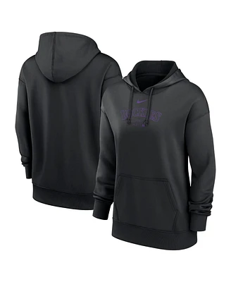 Women's Nike Black Colorado Rockies Authentic Collection Performance Pullover Hoodie