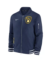 Men's Nike Navy Milwaukee Brewers Authentic Collection Full-Zip Bomber Jacket