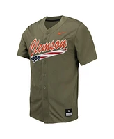 Men's Nike Olive Clemson Tigers Replica Full-Button Baseball Jersey