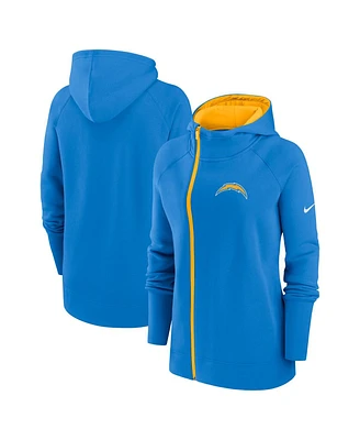 Women's Nike Powder Blue Los Angeles Chargers Asymmetrical Raglan Full-Zip Hoodie