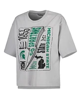 Women's Pressbox Silver Michigan State Spartans Rock & Roll School of T-shirt