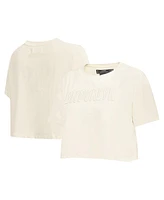 Women's Pro Standard Cream Brooklyn Nets Neutral Boxy Crop T-shirt