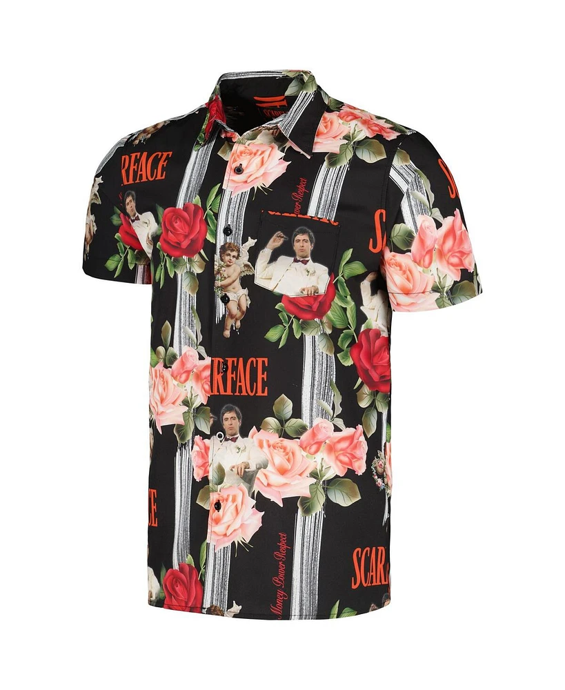 Men's and Women's Black Scarface Cherub Button-Up Shirt