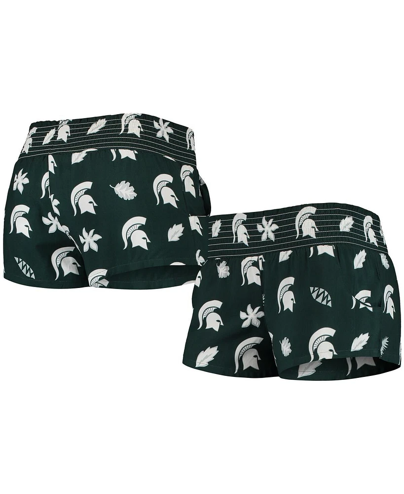 Women's Wes & Willy Green Michigan State Spartans Beach Shorts