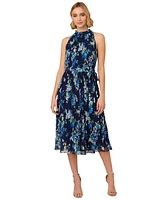 Adrianna Papell Women's Floral Pleated Chiffon Dress